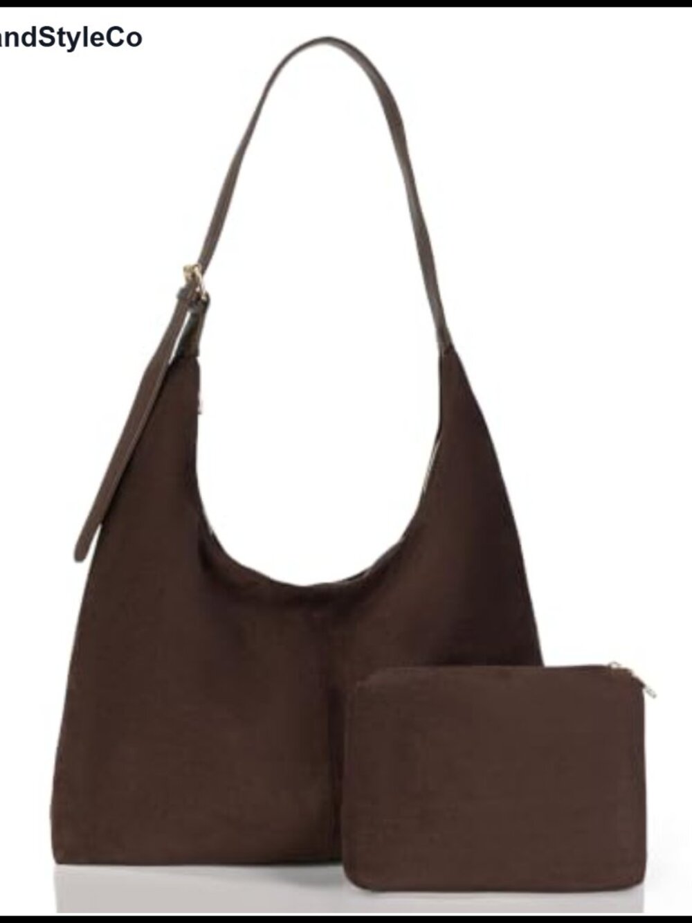 Suede Tote Bag Women Slouchy Hobo Shoulder Bag with Pouch 2PCS